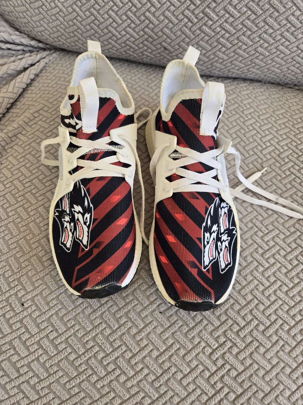 Youth Athletic Sneakers - Black & Red Stripe Kids Shoes